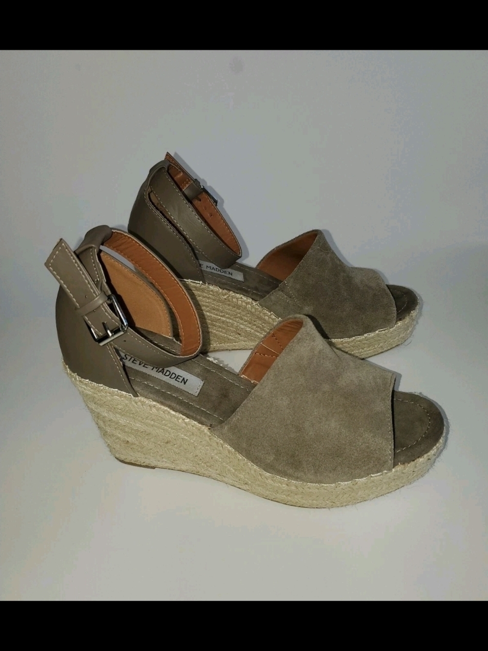 Steve Madden Taupe Suede Espadrille Wedges